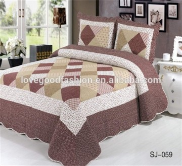 3-Piece Coverlet and Shams Set White Bedspreads King Cotton Flroal Printing