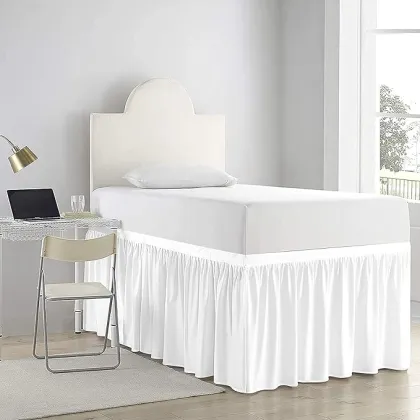 Extra Long Twin XL Microfiber Ruffled Dorm Bed Skirt