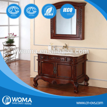 Hot sale antique waterproof wood bathroom mirror cabinet 3090