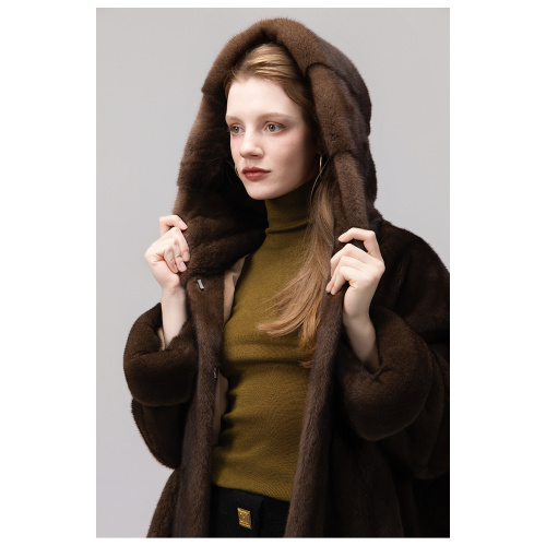 KC Fur Crown Grade Medium to Long Fashion Young Sleeved Mink Coat for Women