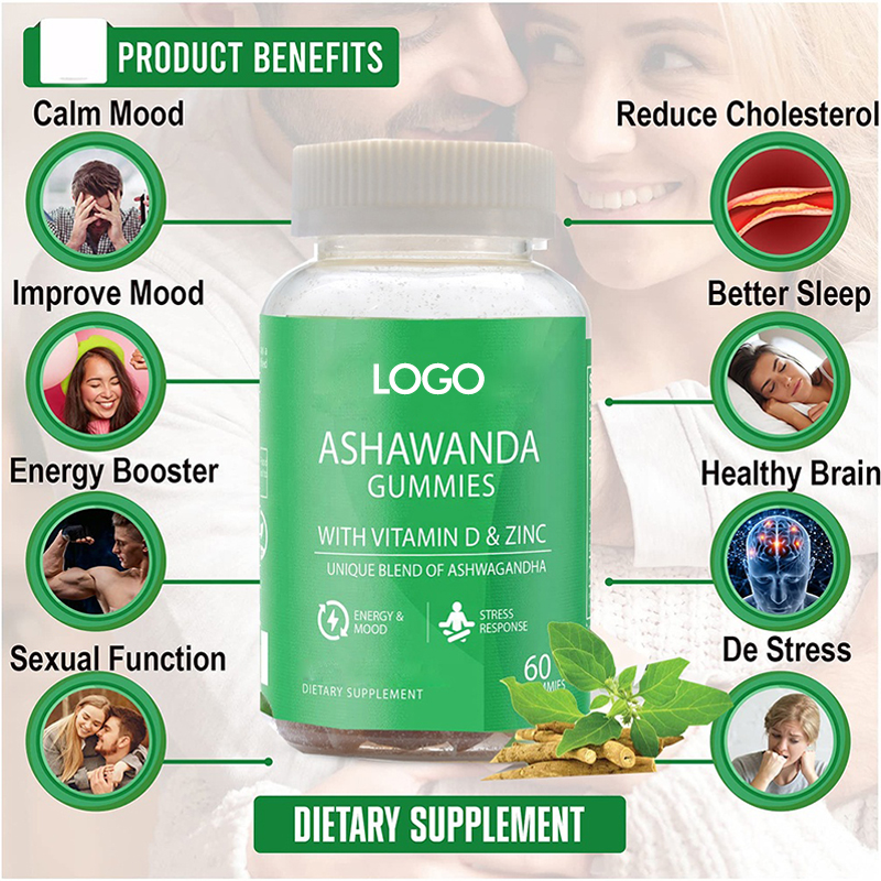 OEM/ODM Vegan Release Stress and Anxiety Gummy Organic Ashwagandha Root Extract Gummies