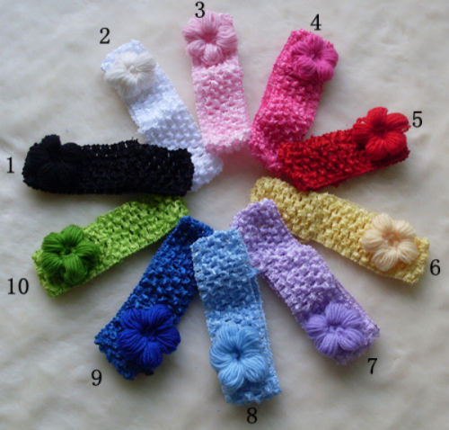 Neu kommen Sie Stirnband mit niedlichen wolle Blume 10 Farben Baby Stirnbänder gestrickt