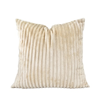 Wholesale Elegant White Rabbit Fur and Stripe Patterned Pillowcases