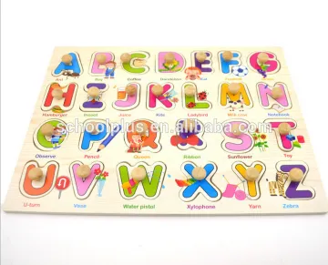 Wooden number jagsaw puzzle with knobs educational toy for kids