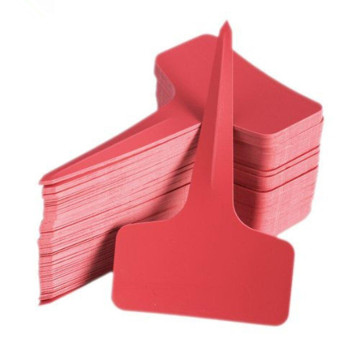 Free Shipping 100pcs 6 x10cm Plastic Plant T-type Tags Markers Nursery Tray Garden Labels Red Color