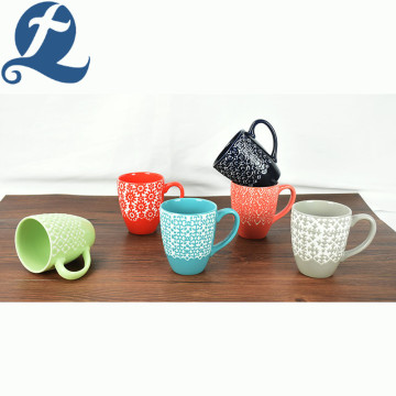 Factory wholesale custom printed enamel ceramic relief mug