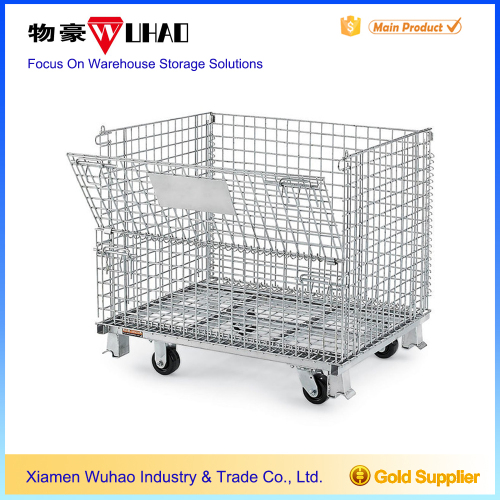 rolling wire metal storage cage wire basket carts with 4 wheels