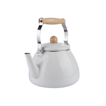2.5L Ivory Classic Durable Fashionable Enamel Teapot Kettle Tea Kettlewith Wooden Handle