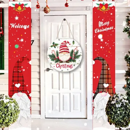 Retro Santa Claus Christmas Wreath Print Home Decor