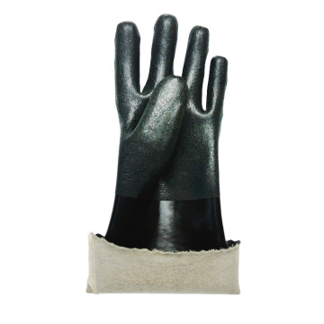 Guantes de arena de trabajo negro resistente al aceite con recubrimiento de PVC