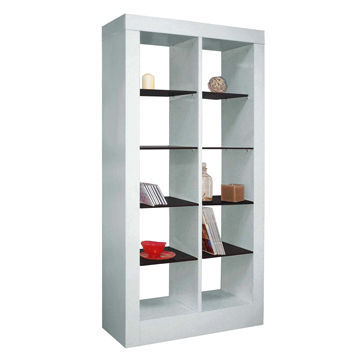 Wood book shelf, 80mm thickness MDF with white high glossy finish, modern study furniture