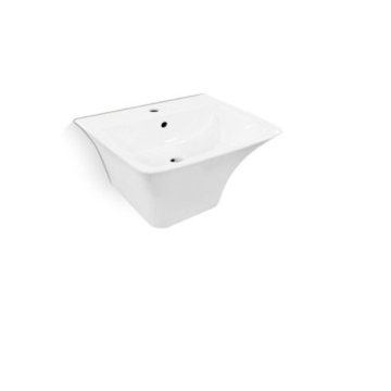 Korean Design Wall Hung Semi Pedestal Porcelain Sink Basin
