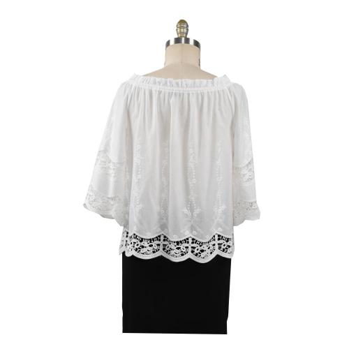 Summer Cotton Blouse Solid Color Leisure Hollow