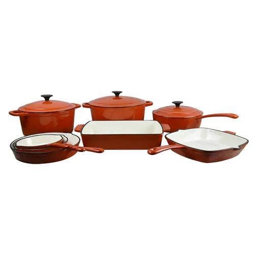 Orange Enamel Cast Iron Cookware Set 8pcs