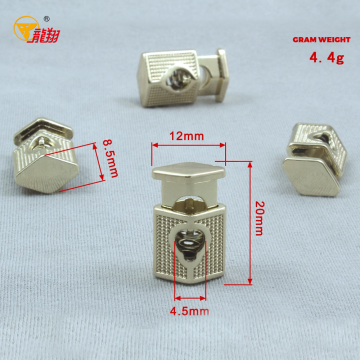 Hexagonal Metal Spring Cord Lock for Bags