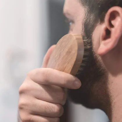 6PCS Beard Care Set: Boar Bristle Brush, Pearwood Comb, Mustache Comb, Nose Hair Scissors