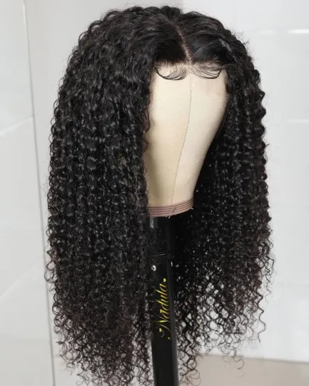 Factory Price  Raw brazilian human hair wig150%  Deep Curl wig lace frontal wigs 180 density