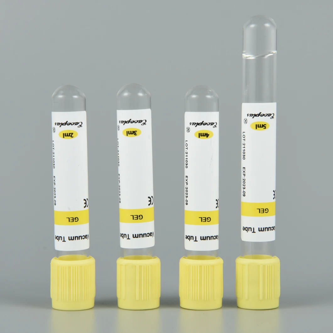 Le fabricant a évacué le tube de collecte de sang du récipient de prélèvement de sang du bouchon jaune du tube de sérum des fournitures médicales jetables avec du CE