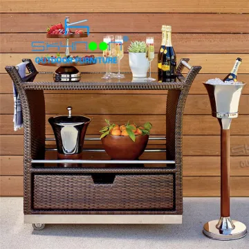 High Quality Rattan Service Cart for Hotel and Restaurant