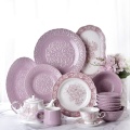 Elegante seta de vajilla de cerámica juego de vajilla de porcelana Purple Set Dinning Cenina de platos de cerámica C vajilla vajilla