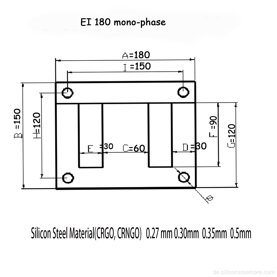 Chuangjia Electrical EI 180 Crno Silicon Stahl Eisenkern / Kälte gerollte nicht orientierte Siliziumstahl -Ei -Transformator C.