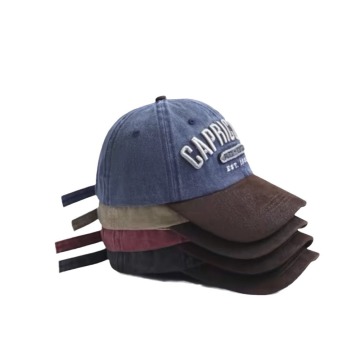 Wholesale Personalized Fashion Baseball Caps - Denim Embroidered Leopard Checkered Caps for Men and Women