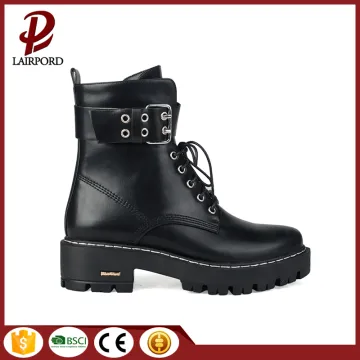 Thick rubber heel PU leather flat shoes