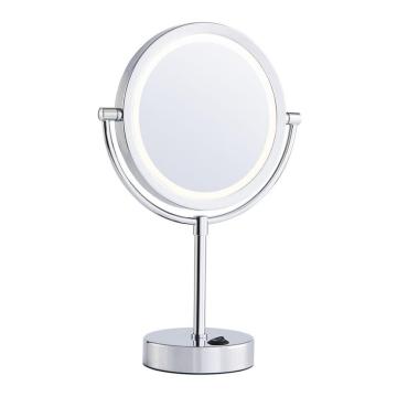 Two-side magnifying lighted table mirror