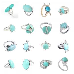 Assortis de perles turquoise anneaux de chouette en forme de chouette turquoise ring