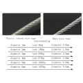 Corde en métal en acier inoxydable en revue en PVC transparent AISI304