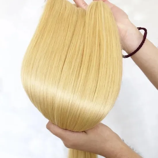 Cheap Raw Human 613 Virgin Hair Extension Russian Blonde  Bundles  613 Cuticle Aligned 40 Inch Blonde Hair Bundles With Closure