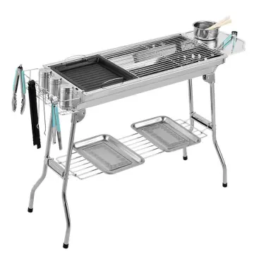 Outdoor Large Bbq Grills Stainless Steel Grill Smoker Portable Charcoal Smokeless Bbq Grill
