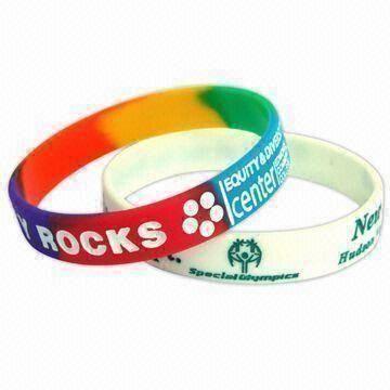 Silicone Bracelets, Emboss, Interlock and Multi-color are Available, Suitable for Giveaway