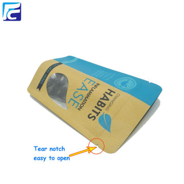 Snack Packaging Kraft Paper Ziplock Borse con finestra