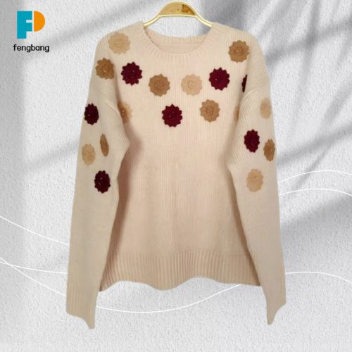 El Nakışlı Çiçek Desenli Kazak