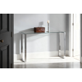 Mesa de consola de vidrio Slimline con marco de acero inoxidable