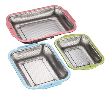 Stainless Steel Drain Water Food Fruit Vegetable Colander Basket With Handle