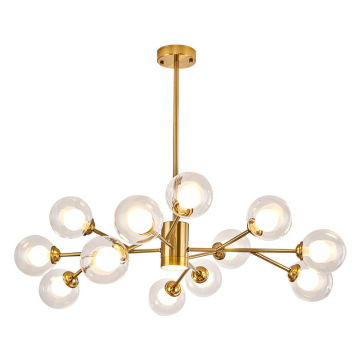 Modern Nordic Golden Glass Bulb Chandelier Pendant Light for Home