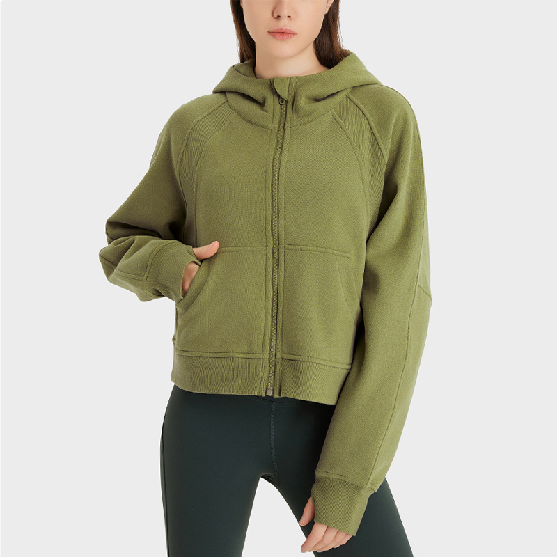 Invierno de collar alto chaqueta deportiva para mujeres sueltas