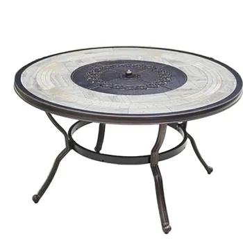 Courtyard BBQ Table and Chair Combination: Cast Aluminum, Carbon Grilled Outdoor Iron Party Set - Premium Outdoor Barbecue Furniture