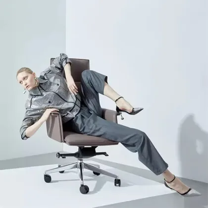 Aluminium Base Genuine Leather Boss Executive Chairs