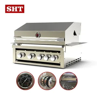 Modern Countertop Outdoor Kitchen Built in 4 Burners Gas BBQ Grill