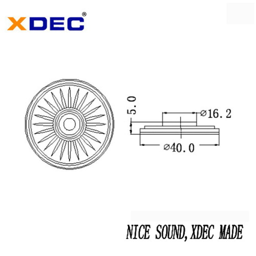 1.75 inch 32Ohm 0.5W paper gasket mylar speaker