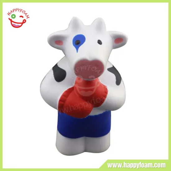 PU Stress Cute Customized Hot Boxing Cow Stress Ball for Promotional Gifts