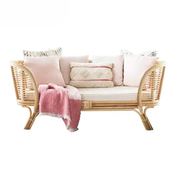 Modern Upholstered Cane Restaurant Sofa