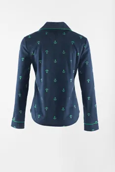 3/4 Sleeve Ladies print collar pajamas