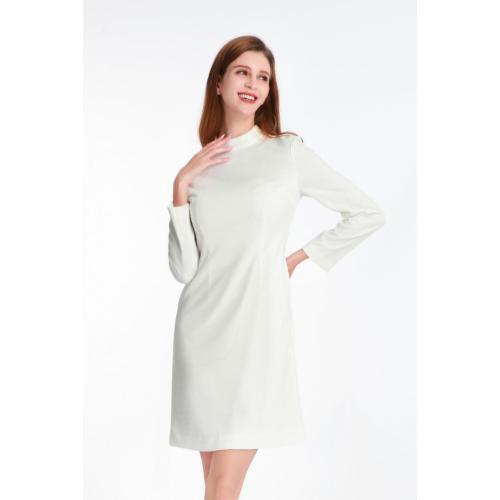 Stand Collar Long Sleeve Midi Dress