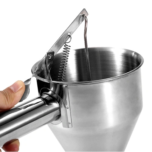 Stainless Steel Piston Funnel For Baking, Cake Batter Dispenser, Cream Dosing Tool With Handle