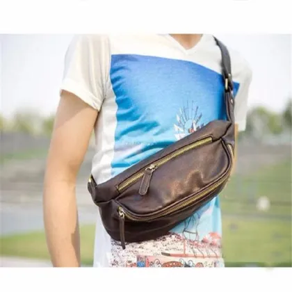 Casual PU leather man small chest bag