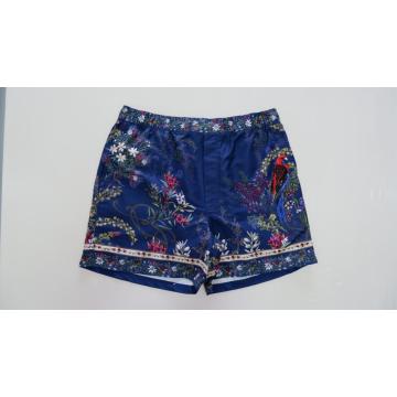 Navy blue men's beach shorts in vintage print